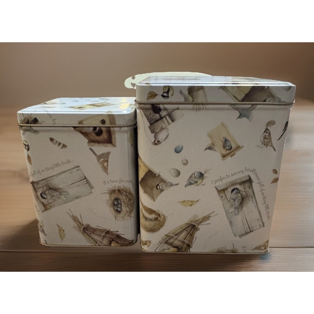 Marjolein Bastin Bird Square Tins Decorative Storage Collectable Box Nature Tins